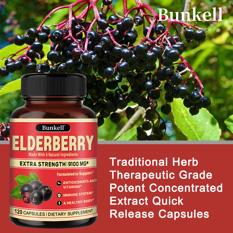 ELDERBERRY Extract 120 Capsules Immune System Booster Antioxidant