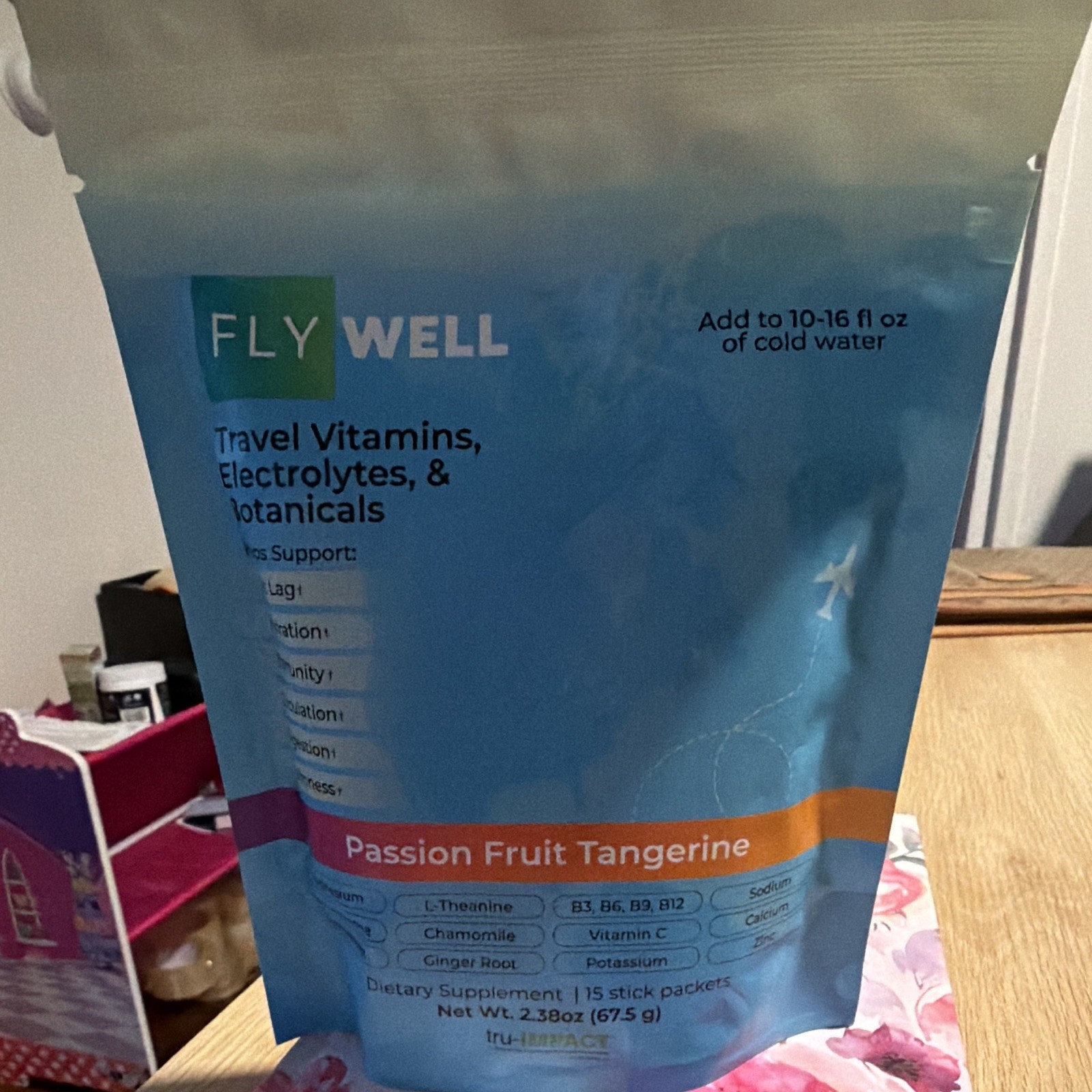 FlyWell Electrolytes Powder Passion Fruit Tangerine 15 Sticks Keto Gluten Free