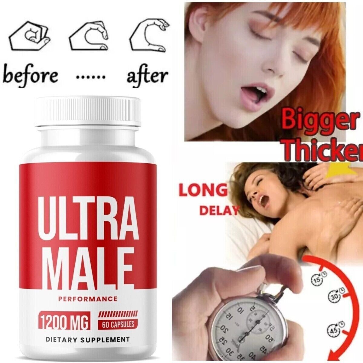 Ultra Male Pills for men ED BIG Boost Vitality Performance – 60 Capsules 1 pack