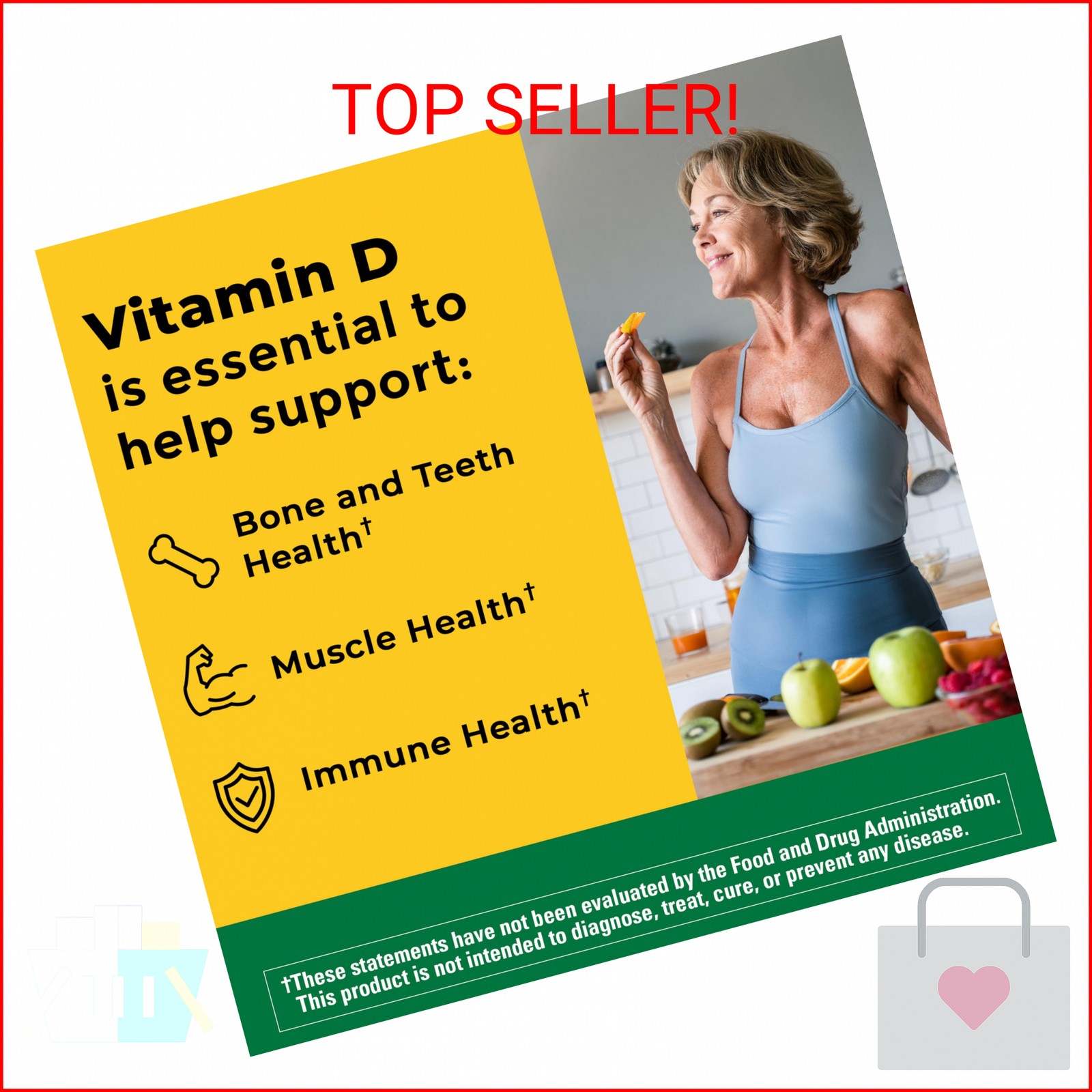 Nature Made Vitamin D3 2000 IU (50 mcg), Vitamin D Supplement for Bone, Teeth, M