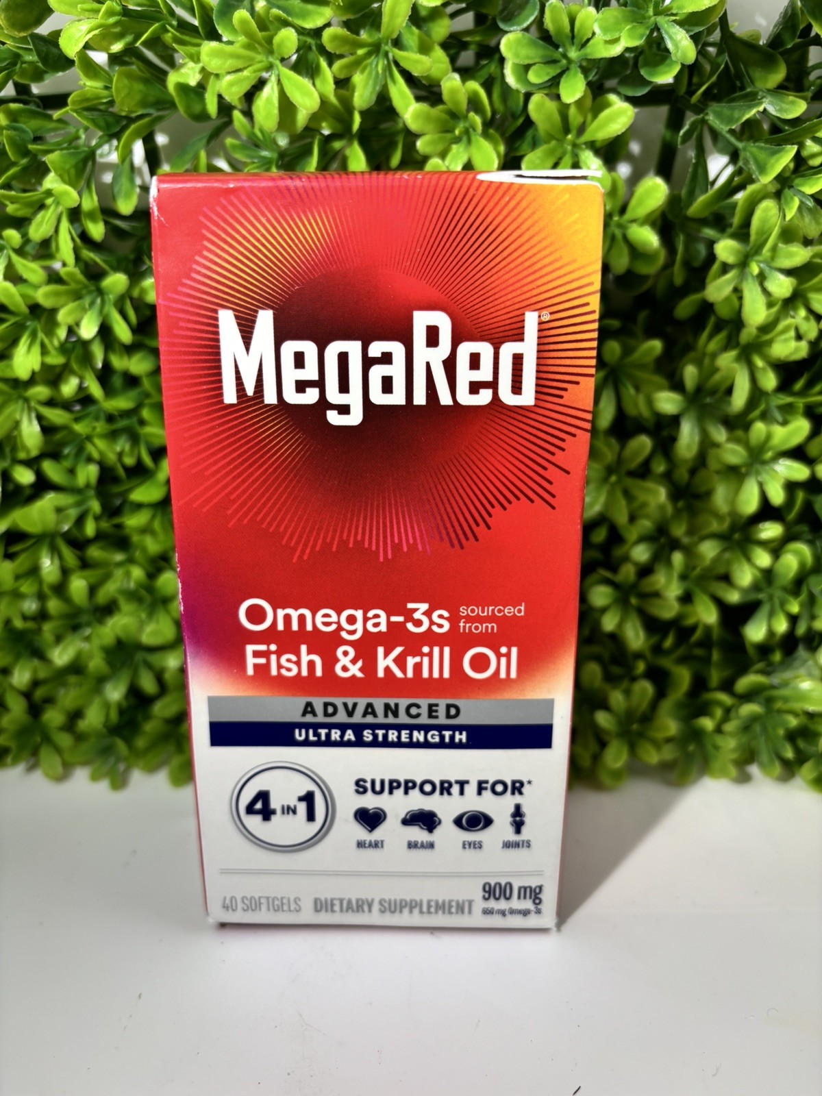 MegaRed 4 in 1 Omega-3 Fish & Krill Oil Dietary Supplement – 40ct Exp 1/28🔥