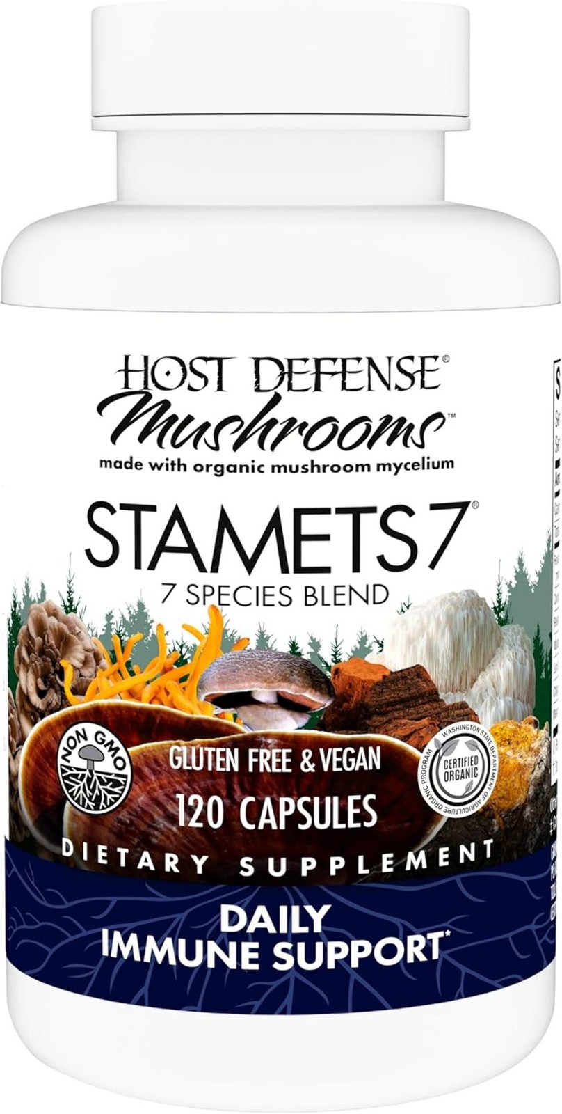 Host Defense Mushrooms, Stamets 7, Daily Immune Support, 120 Capsules