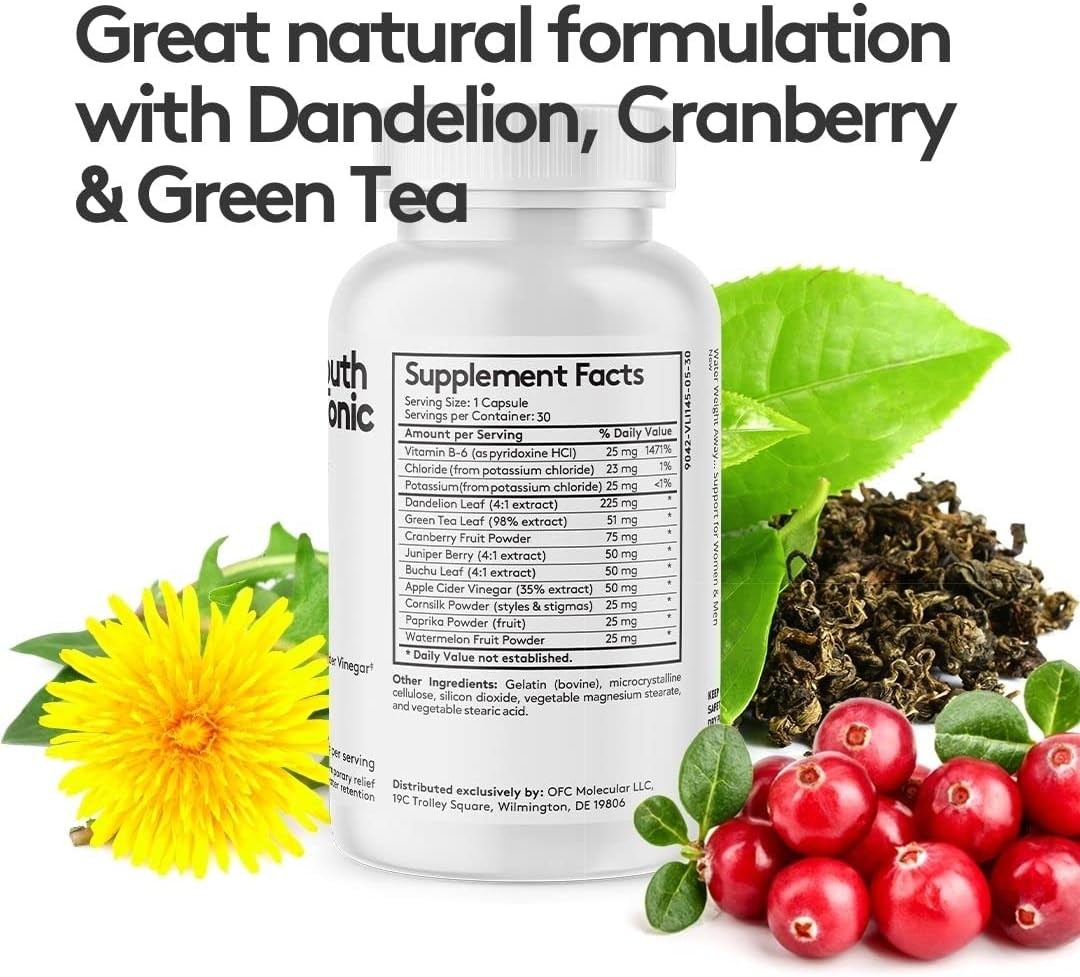 Youth & Tonic Natural Water Weight Away Pills for Swelling Retention &…