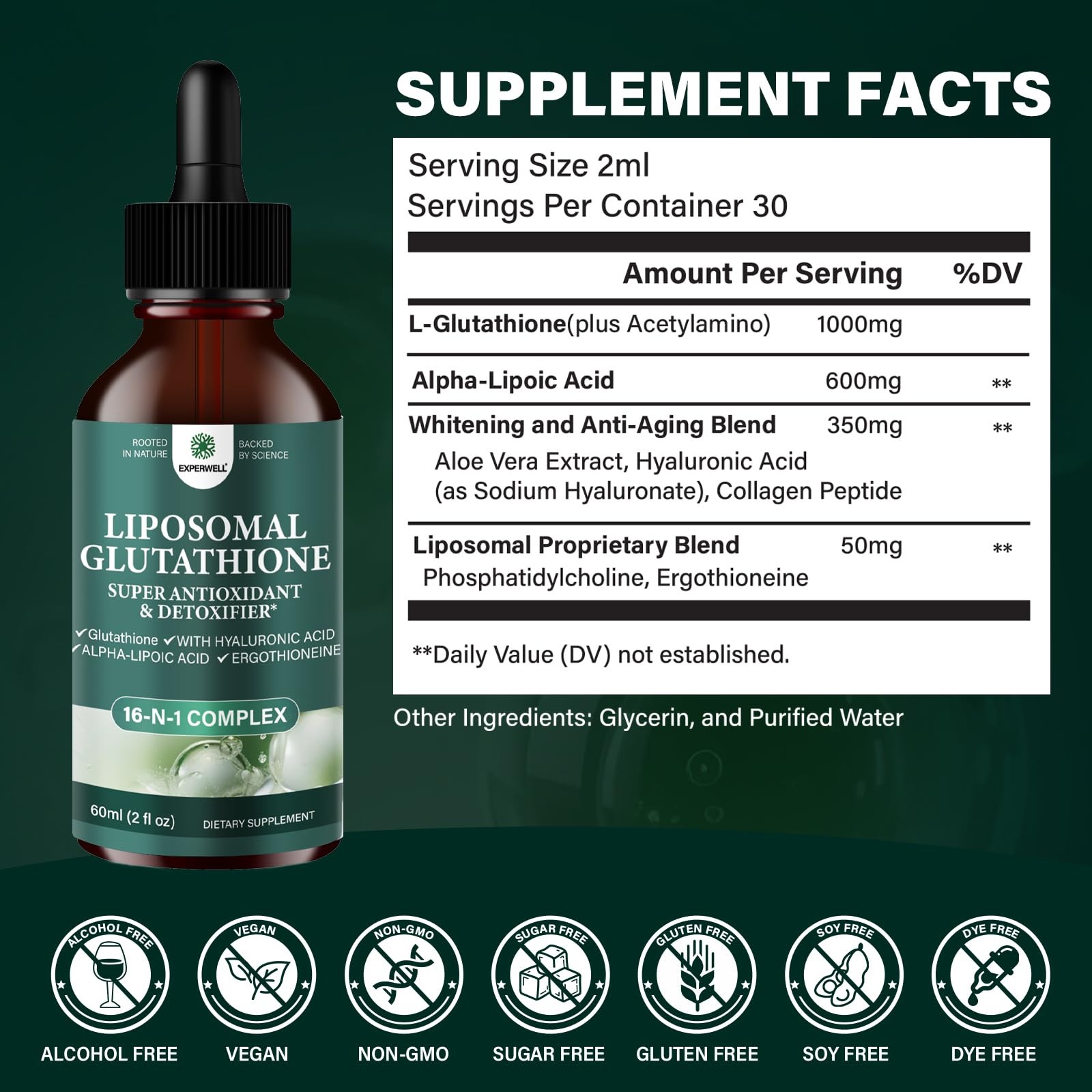 Liposomal Glutathione Liquid Drops 2000mg – 2 Fl Oz (Pack of 1)