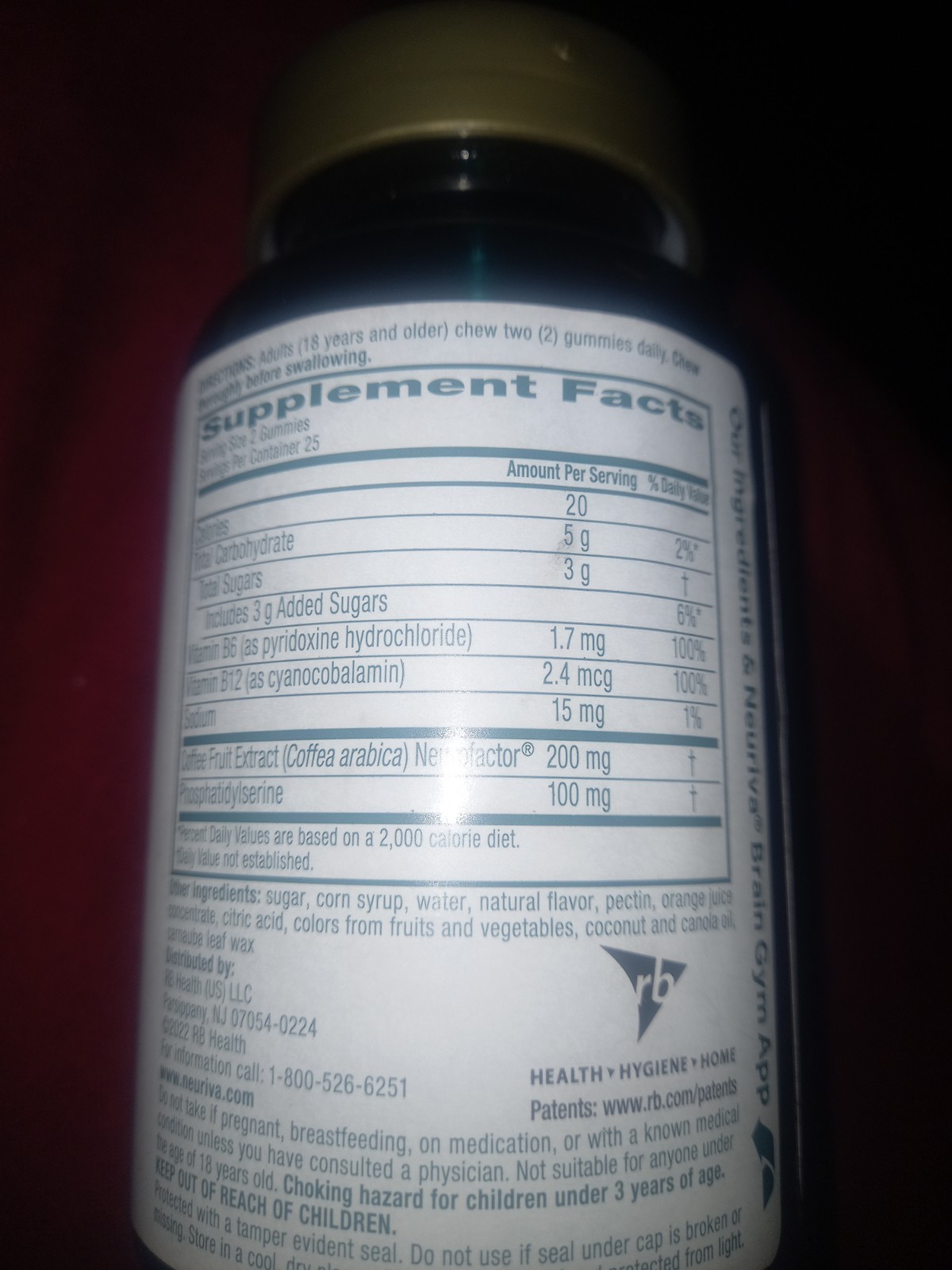 Schiff Neuriva Plus Brain Health Memory Focus Gummies Coffee Cherry 50 Count