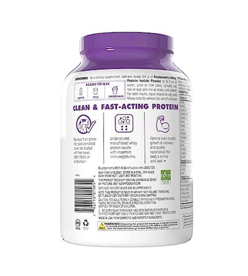 BlueBonnet Nutrition Whey Protein Isolate Assorted Flavor Names , Sizes