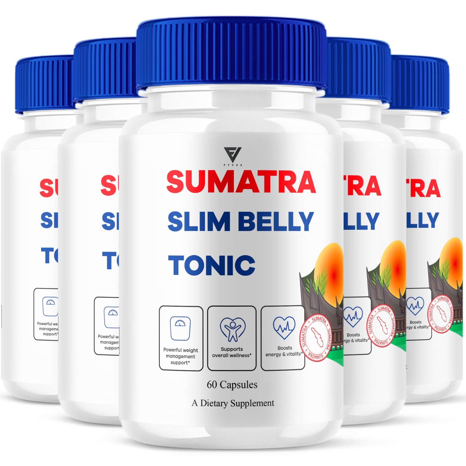 (5 Pack) Sumatra Slim Belly Tonic Capsules, Sumatra Advanced (300 Capsules)