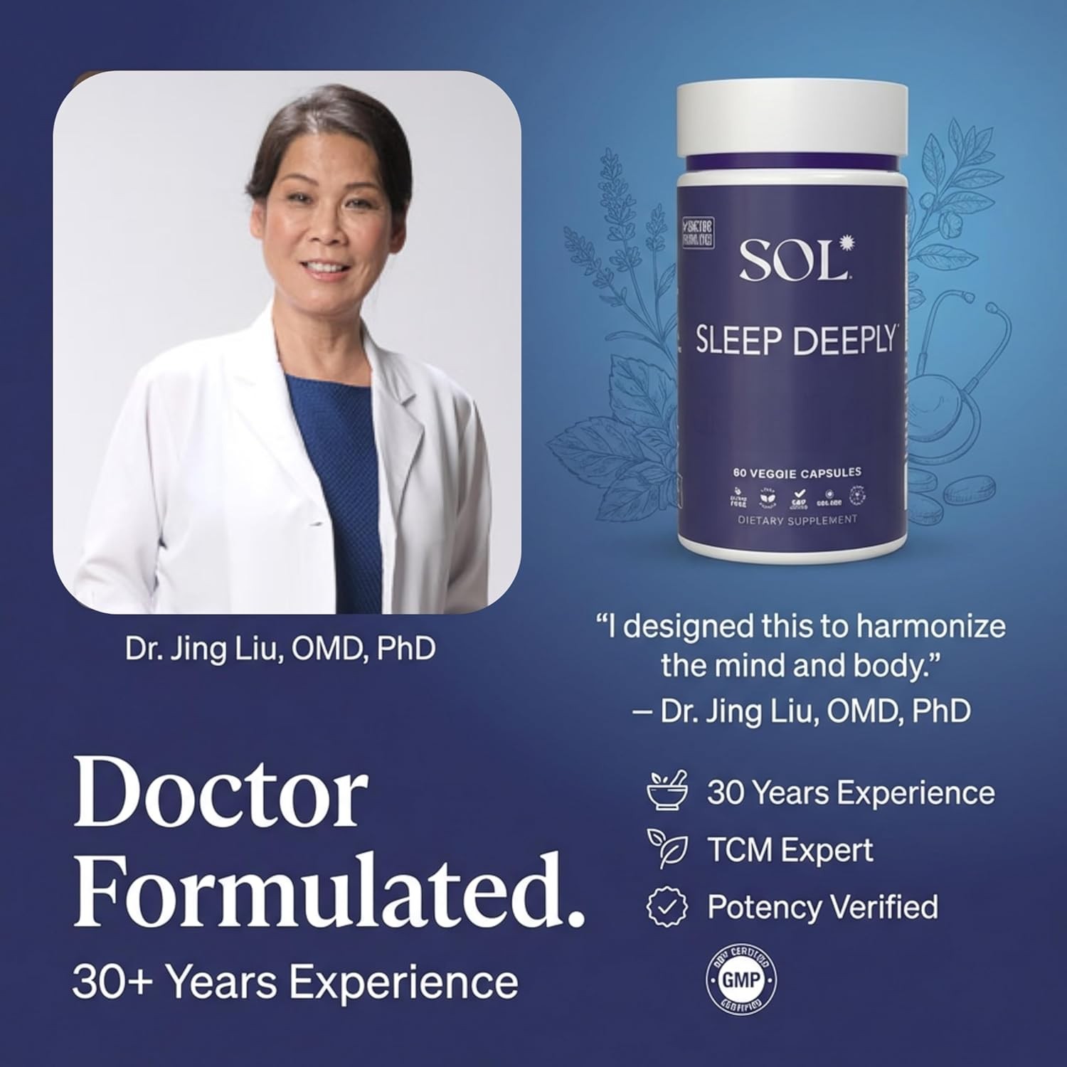 Sleep Aid Supplement for Adults 60 Capsules Herbal Vegan