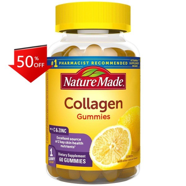 Nature Made Hydrolyzed Collagen Supplement Gummies with Vitamin C 60ct