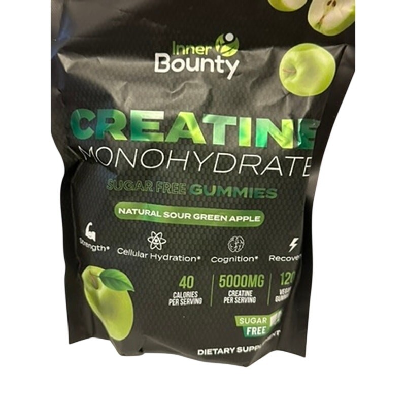 Inner Bounty Sugar Free Creatine Monohydrate Gummies 5g Sour Green Apple NEW