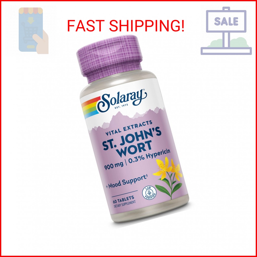 SOLARAY St. Johns Wort Aerial Extract One Daily 900mg, Standardized w/ 0.3% Hype