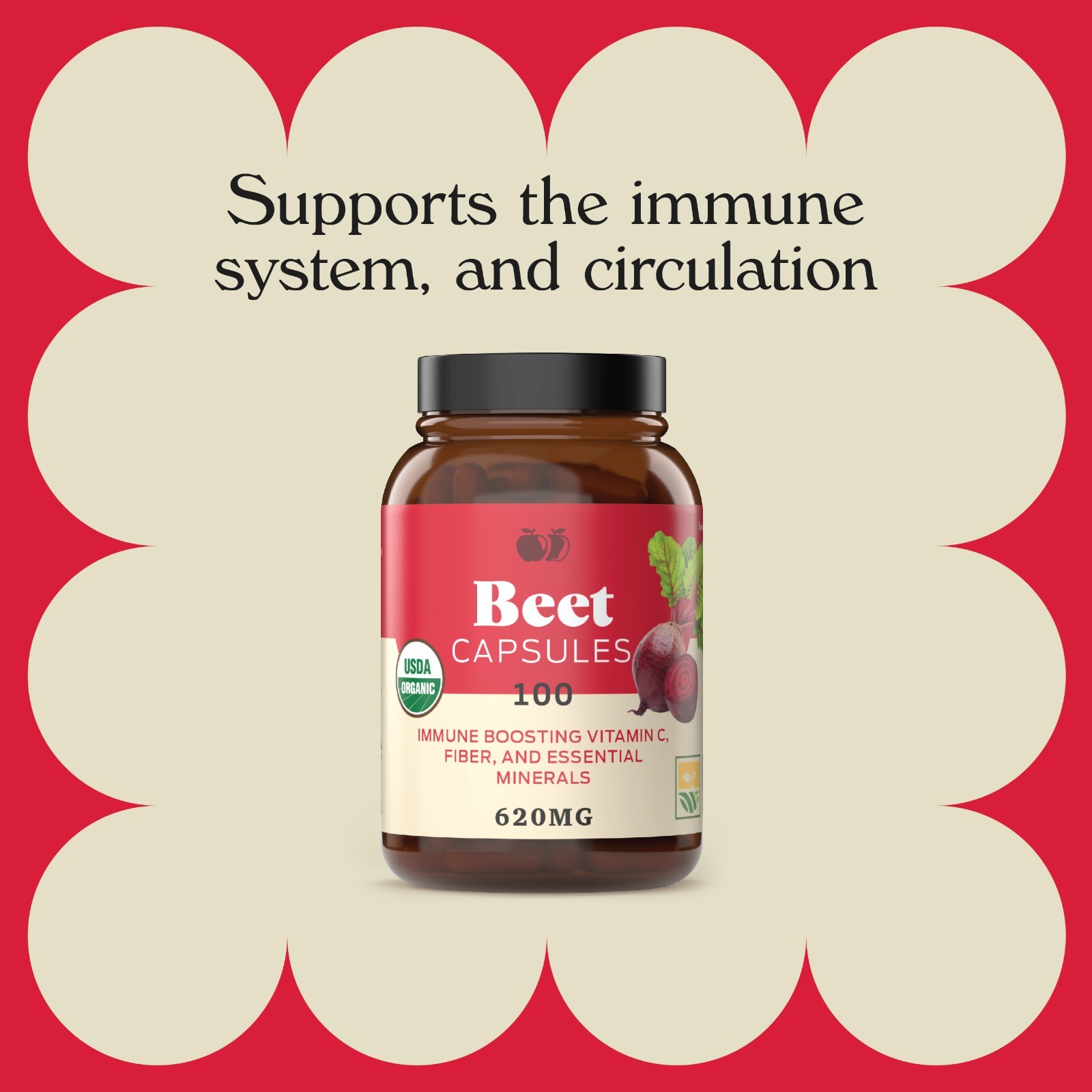 Organic Beet Root Capsules – Made in USA, Boost Energy, Stamina, Nitric Oxide
