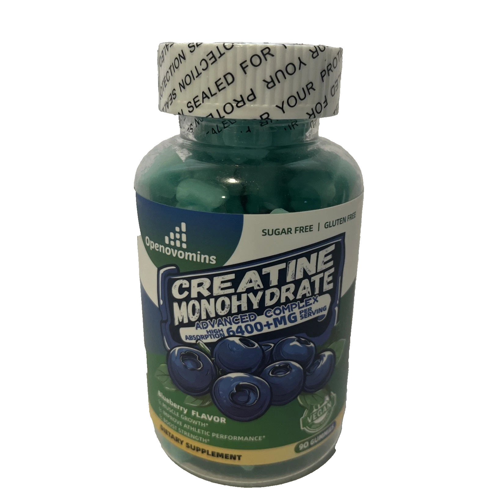 Openovomins Creatine Monohydrate Gummies Blueberry 6400mg 90 Count New