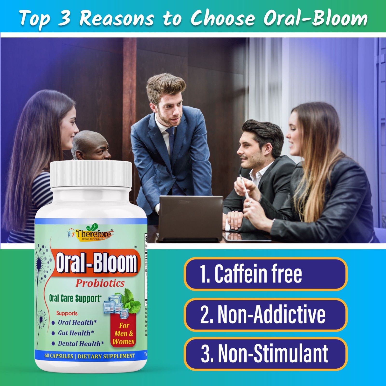 Oral-Bloom Probiotic Capsules for Oral Health, Gut Support & Fresh Breath-60ct