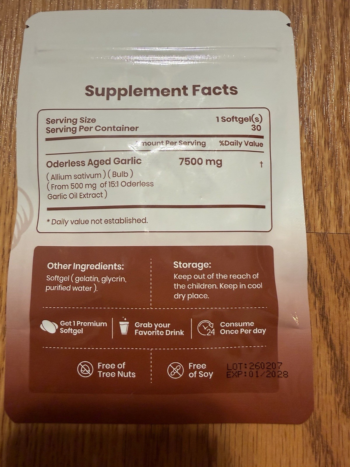 Elaré Odorless Aged Garlic Extract 7500mg Softgels 30 Gluten-Free Immune