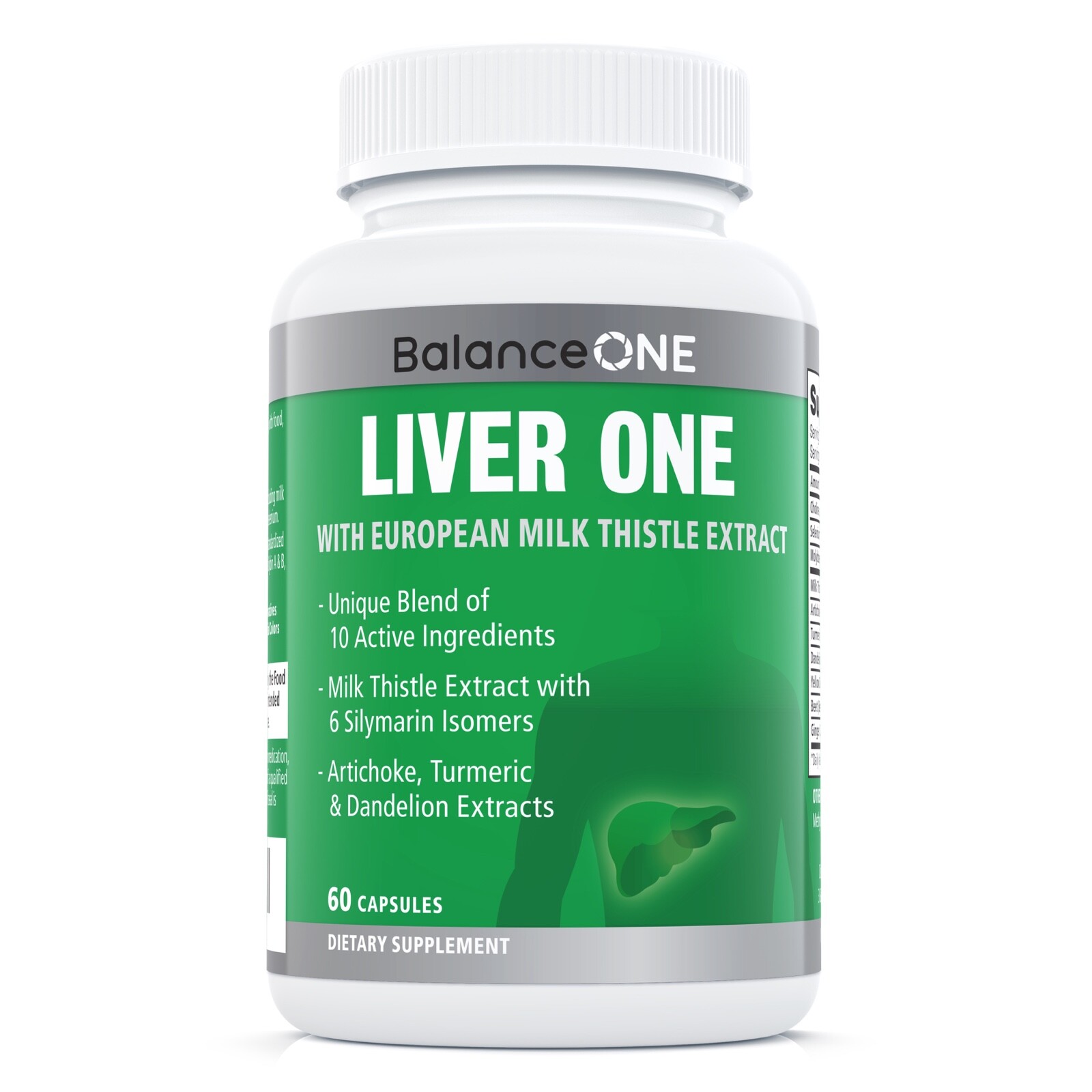 Liver One by Balance ONE – Milk Thistle, Dandelion, Artichoke – 30 Day Supply