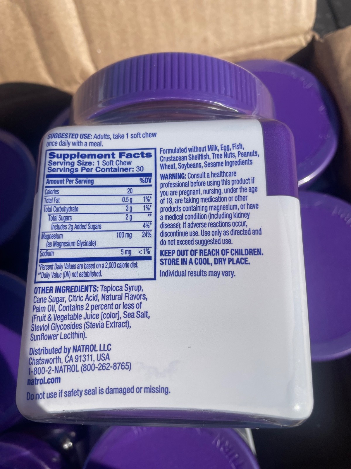 Natrol Magnesium Glycinate Supplements 100mg, Cherry Lemon Soft Chews x 12 jars