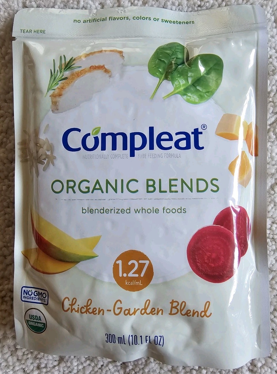 (18) Compleat Organic Blends Tube Feeding 10.1 oz Plant-Based & Chicken-Garden
