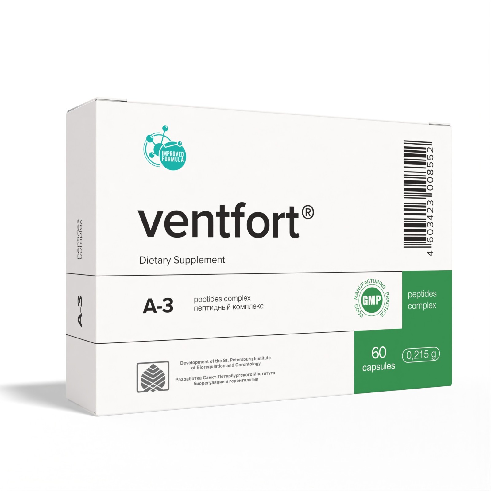 Ventfort A-3 Blood Vessels Peptide Bioregulator 60 and 20 Capsules