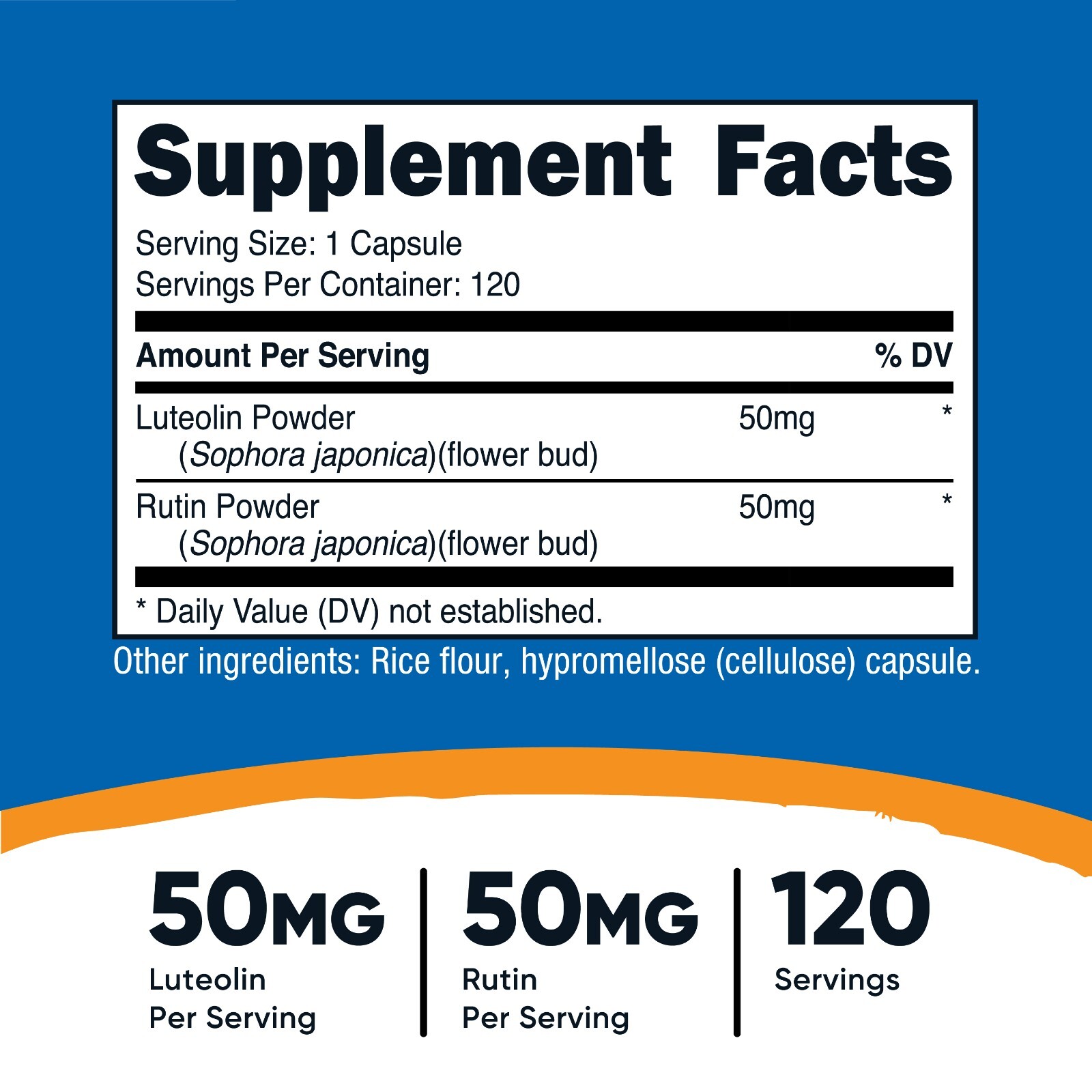 Nutricost Luteolin with Rutin Complex 100mg (50mg Luteolin, 50mg Rutin) 120 Caps