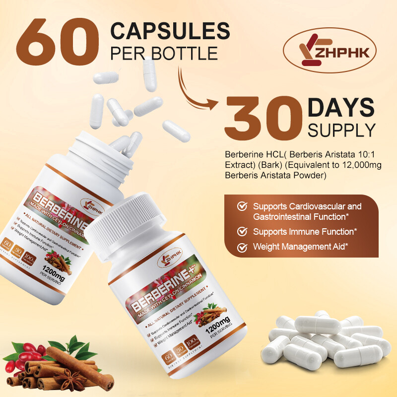Premium Berberine HCL Extract 1200mg,Cardiovascular&Blood Sugar Support