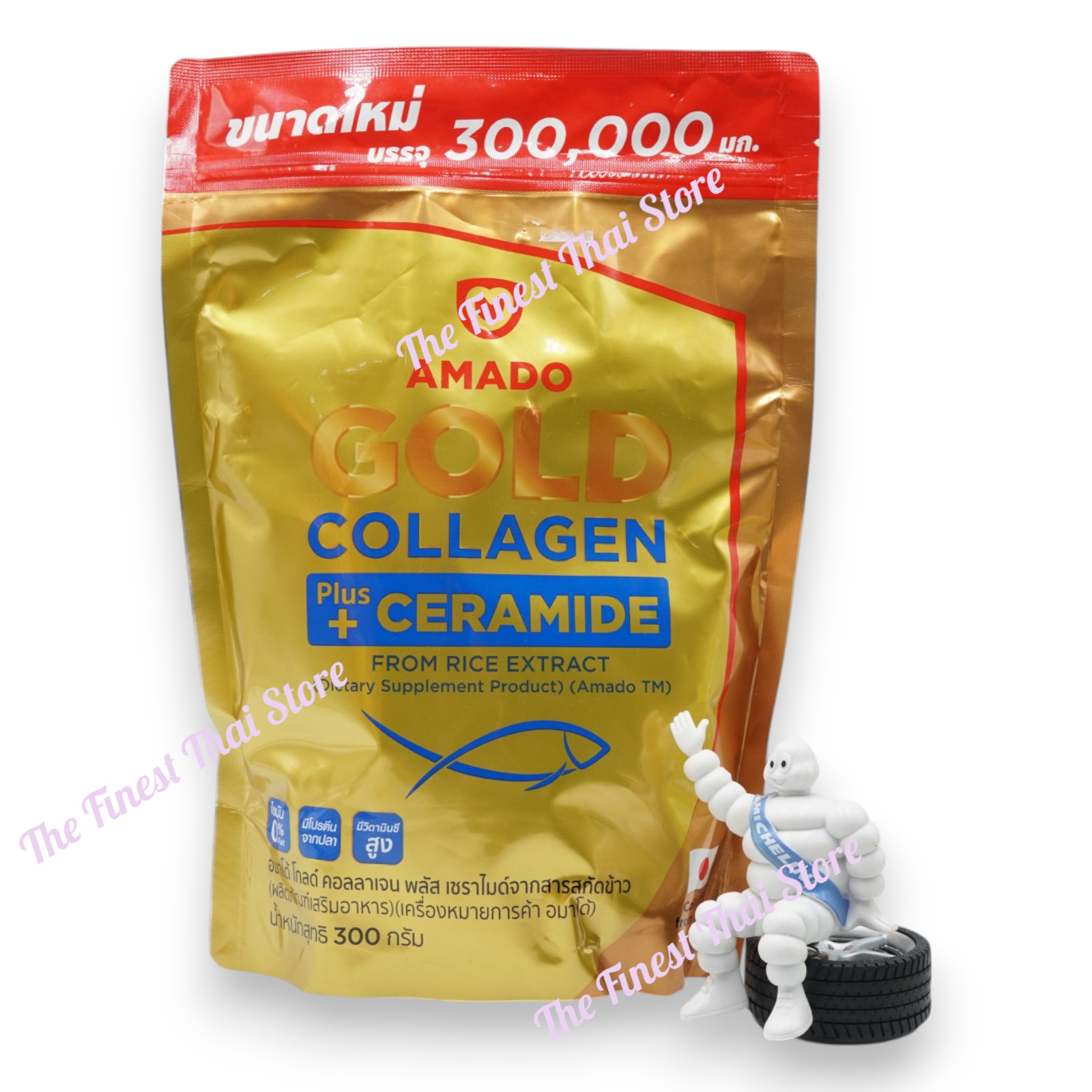 Amado Gold Collagen Plus Ceramide from Rice Extract total 300000mg Collagen 300g