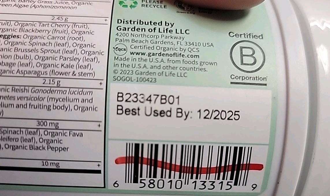 Garden Of Life Sport Organic Greens 8.99 oz (255 g) 30 Servings SEE PICTURES