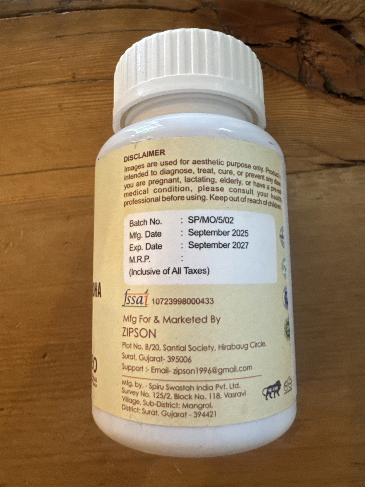 ZIPSON Ashwagandha for Men & Women | 90 Capsules | Exp 9/27