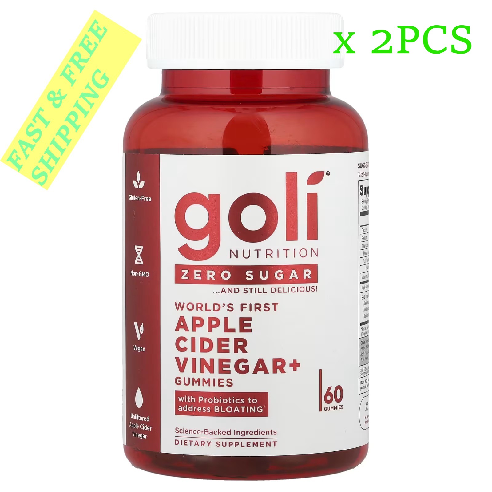 1-3PCS Goli Nutrition, World’s First Apple Cider Vinegar+ Gummies , 60 Gummies*/