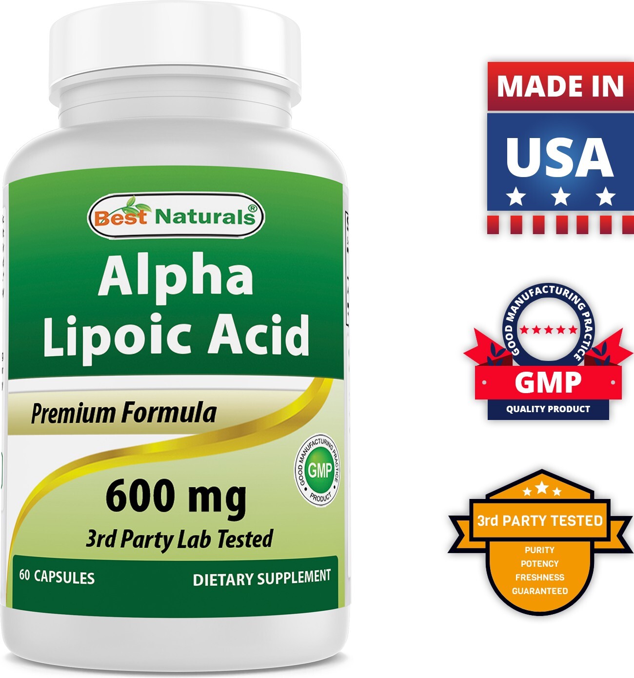 Best Naturals alpha lipoic acid 600 mg 60 Count – Powerful Antioxidant