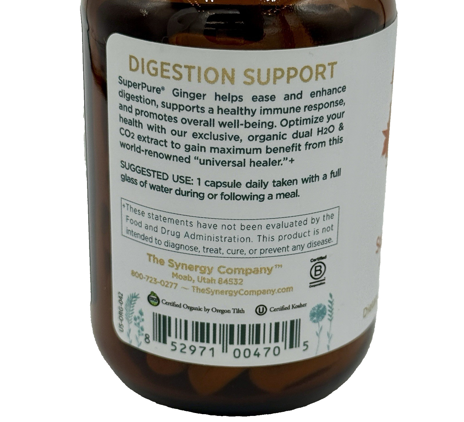 Pure Synergy Superpure Ginger Organic Extract, 60 Capsules, Exp 09/27, New, Seal