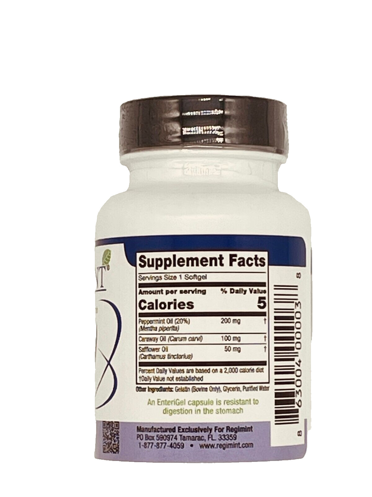 Peppermint Oil Plus Caraway Capsules For IBS: Includes Regimint Accessary