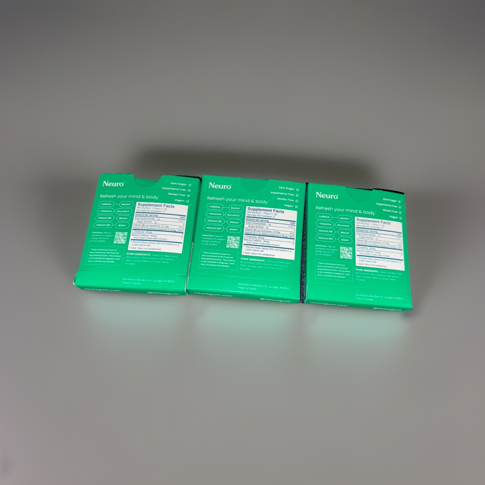 Neuro Mints Gum Energy & Focus Calm & Clarity Sleep & Recharge 3 Ea,9 Pcs Per