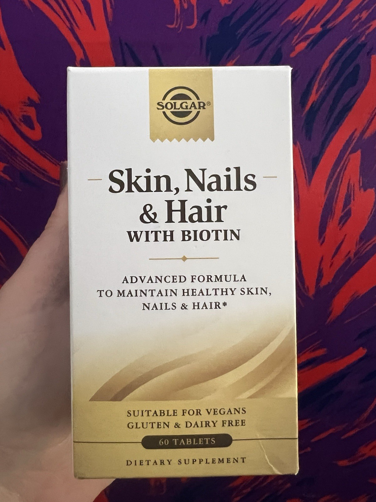 Solgar Skin Nails Hair Biotin 60 Tablets Vegan Gluten-Free Dairy-Free Exp 11/27