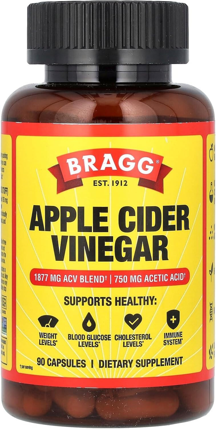 Bragg Apple Cider Vinegar Capsules – Vitamin D3 & Zinc – 750mg of Acetic Acid –