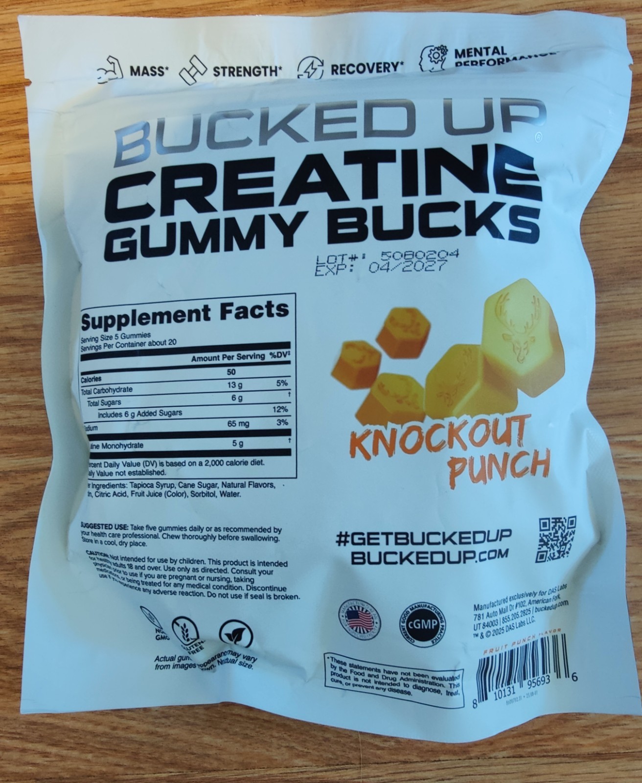 Bucked Up Creatine Gummies 20 Servings. Knockout Punch ! BRAND NEW , SEALED