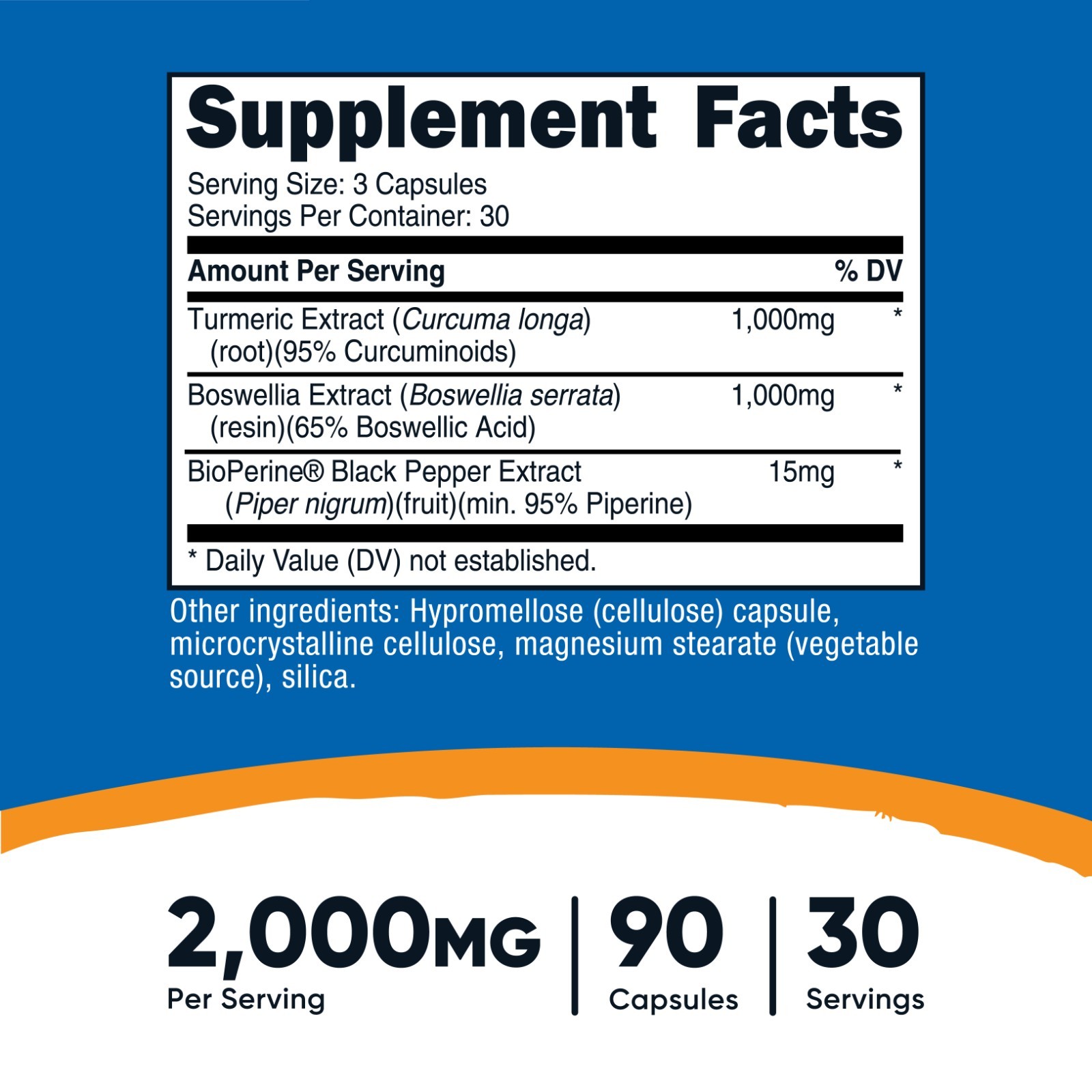 Nutricost Turmeric + Boswellia Supplement (2000mg) 90 Capsules – with BioPerine®