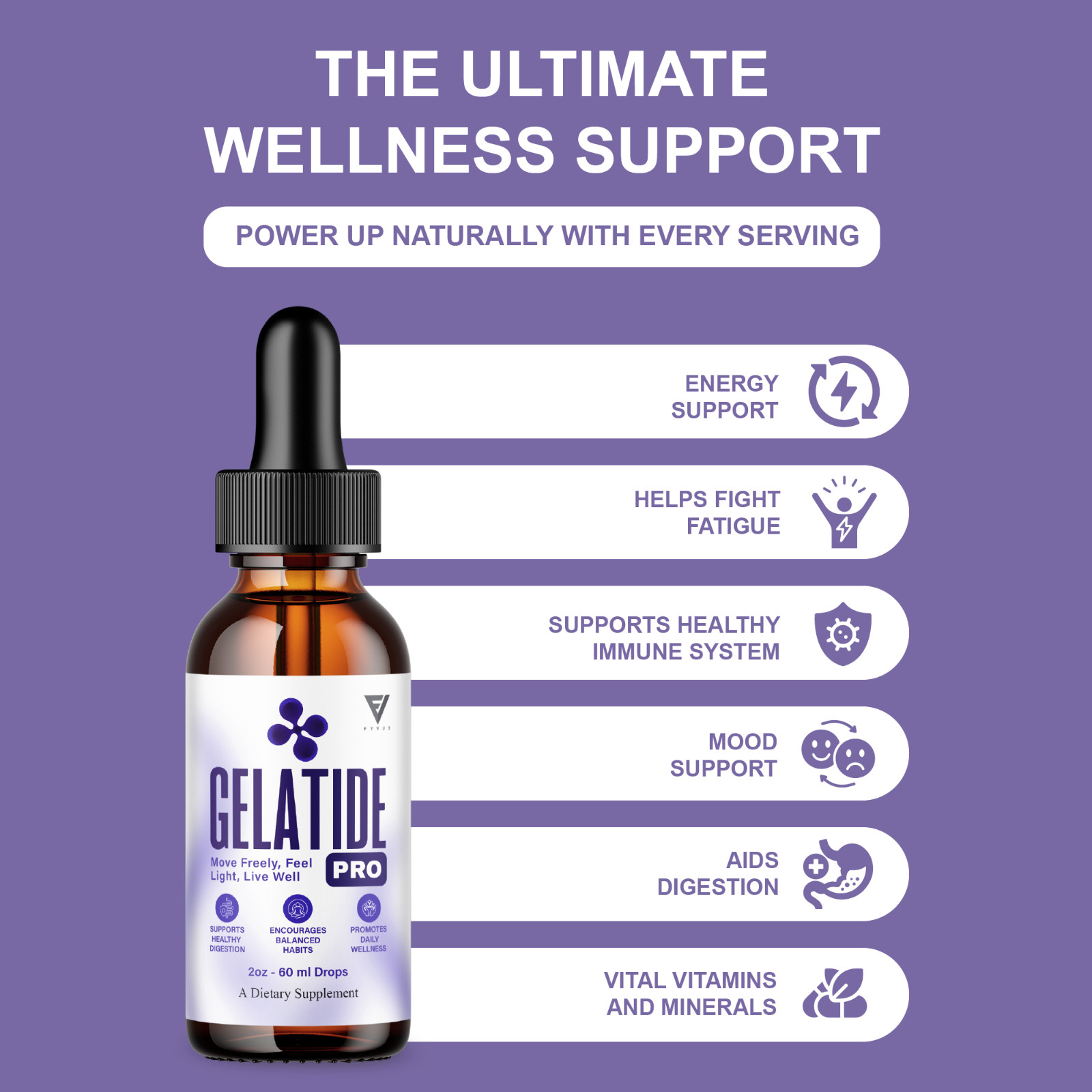 (3 Pack) Gelatide Weight Management Drops, Gelatide Daily Health Support (6oz)