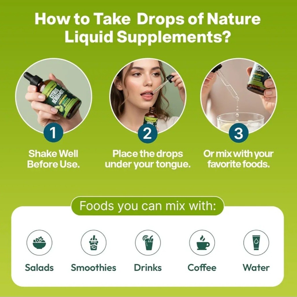 Drops Of Nature Citrus Bergamot Extract 20:1 Heart Health Antioxidant 2 fl oz