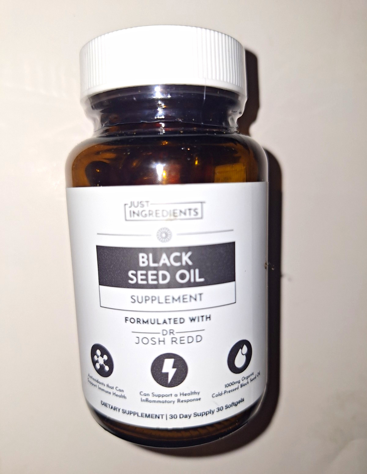 Just Ingredients Black Seed Oil Organic Cold-Pressed Immune Support 30 Softgels