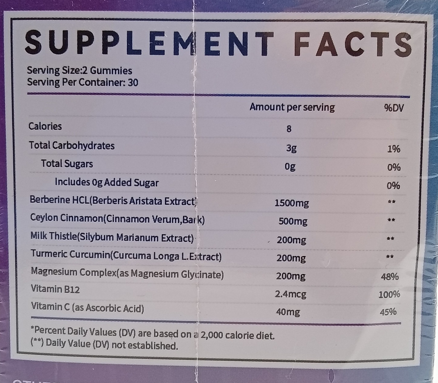 MXQ LK Berberine Gummies 1500mg 60 Raspberry Vegan Sugar Free Lot of 2