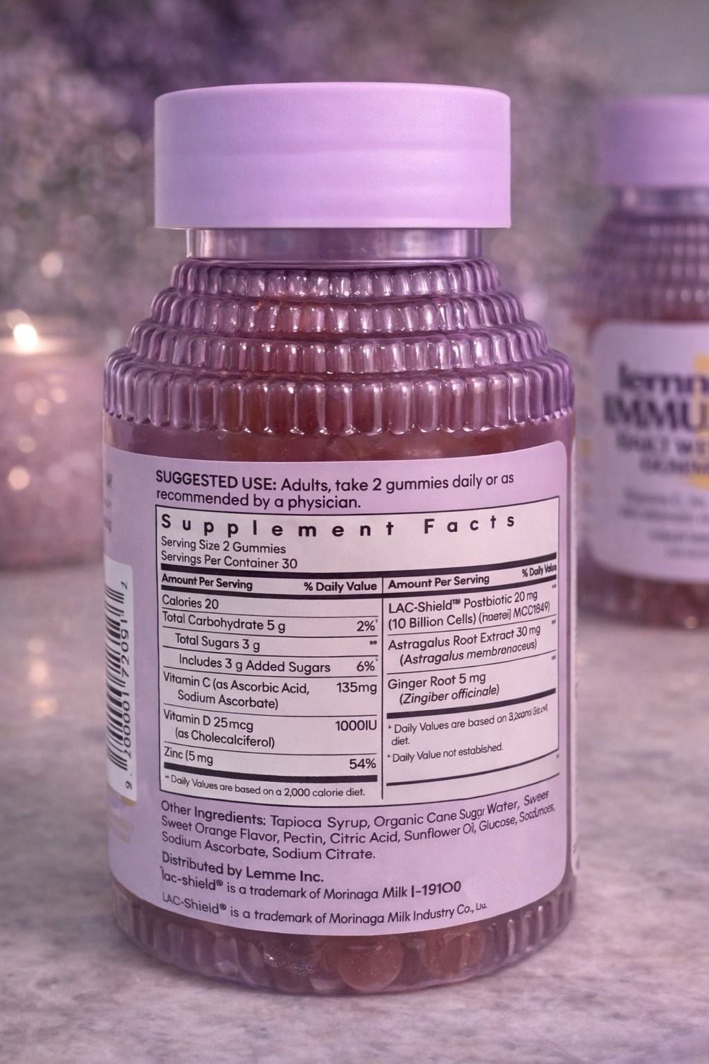 lemme Immunity Daily Wellness Gummies Vitamin C, D3, Zinc | 60 Gummies