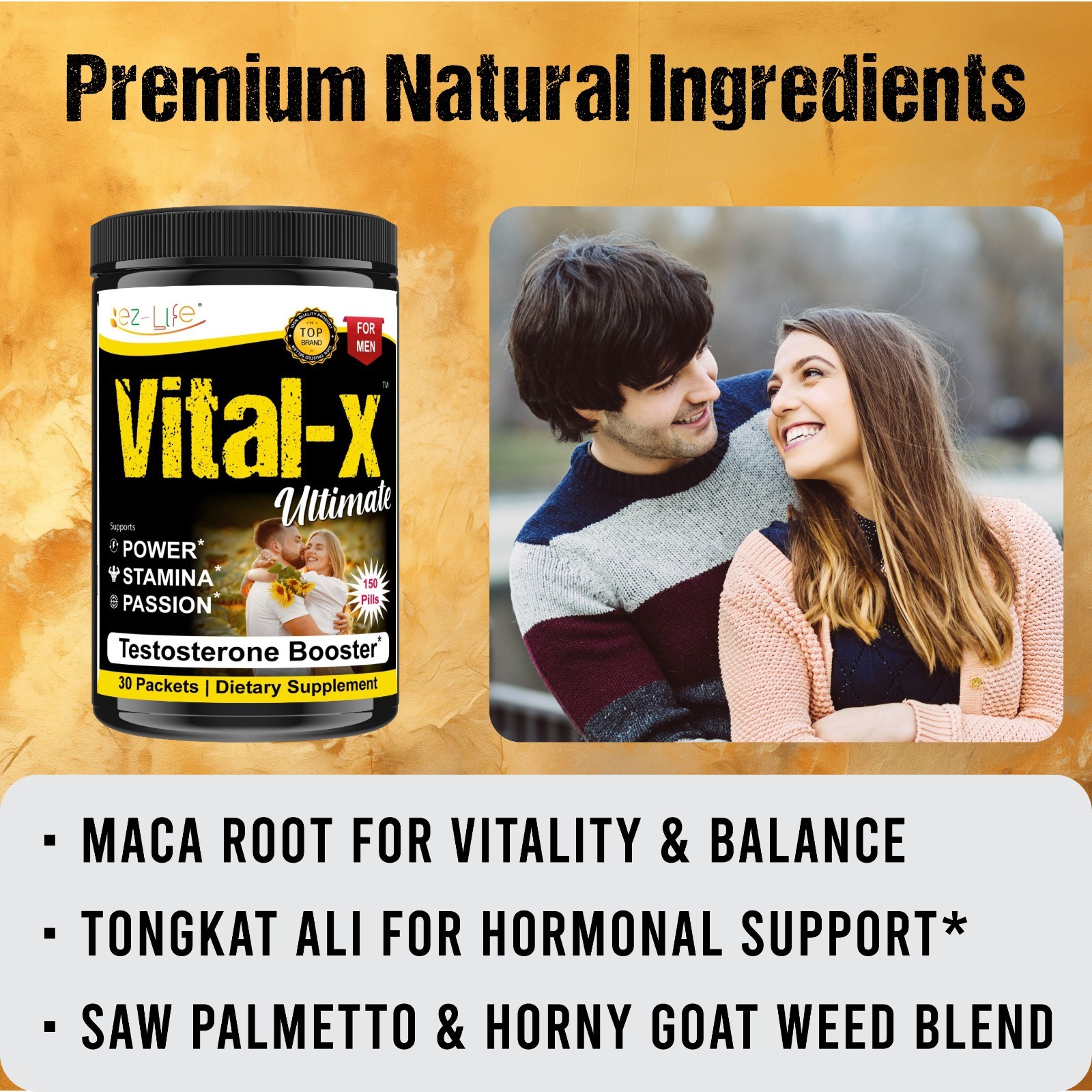 Male Enhancement Supplement, Natural Vitality & Performance Support, Stamina 30