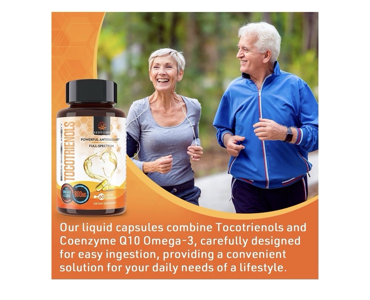 Kroppssund Tocotrienols 800mg Supplement Rich in Vitamin E Antioxidant 60Capsule