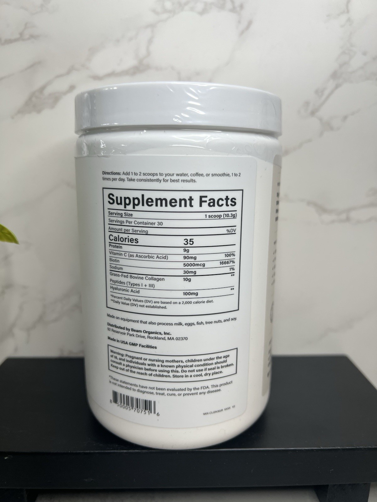 beam Collagen Peptides Unflavored Powder 10.9 oz Exp 02/2028