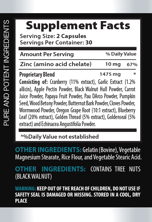 Zinc picolinate – ANTI-PARASITE COMPLEX 1485 mg – body cleanser – 1 Bottle