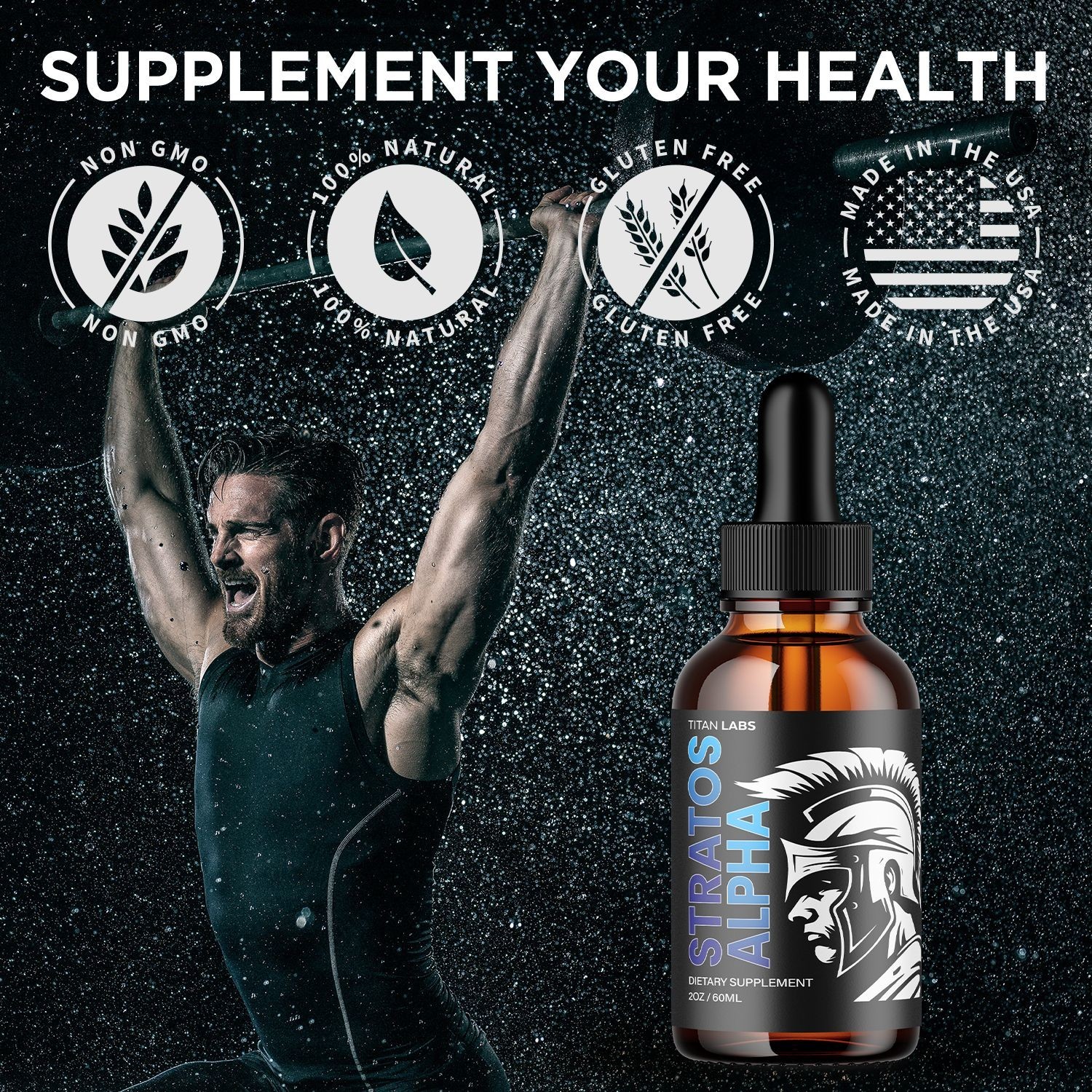(1 Pack) Stratos Alpha Male Support Drops Advanced StratosAlpha 30 Servings