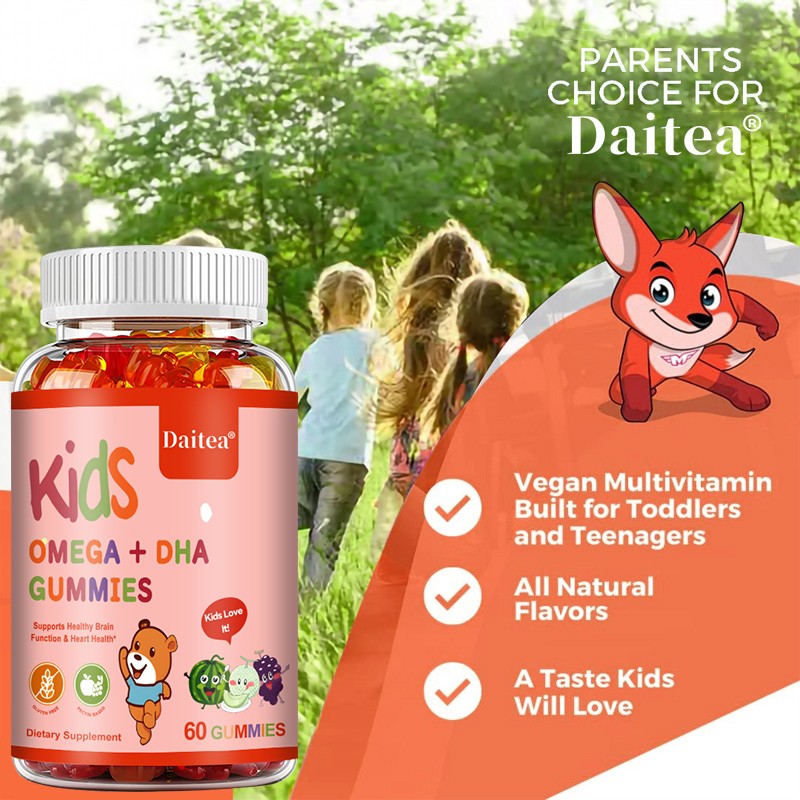Kids Omega+Dha Calcium Vitamin Support Focus Attention Memory Improve 60 Gummies