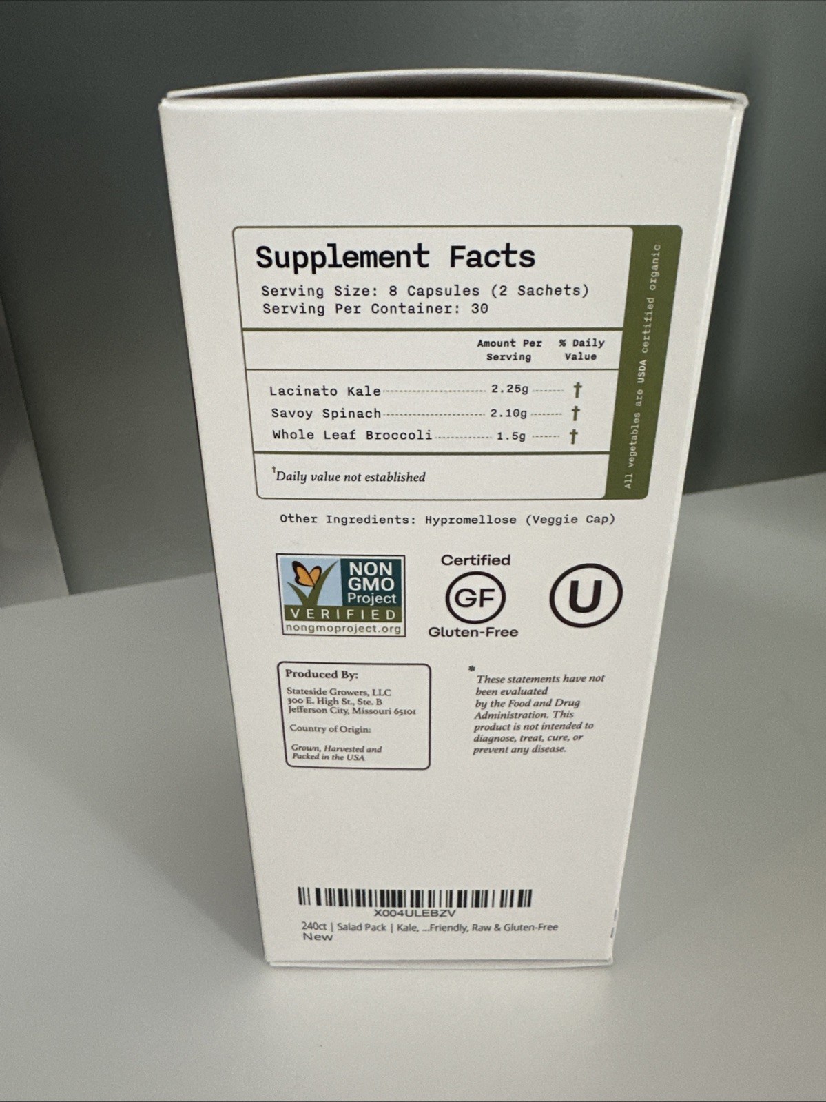 Stateside Growers Salad Pack Capsules for Digestive Health AM/PM Organic 30ct