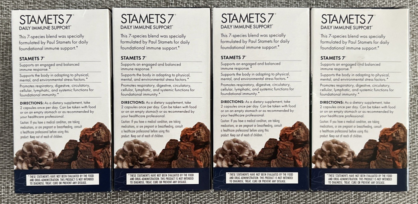 Host Defense Mushrooms Stamets 7 4 Pack Daily Immune Support 120 Capsules 06/26